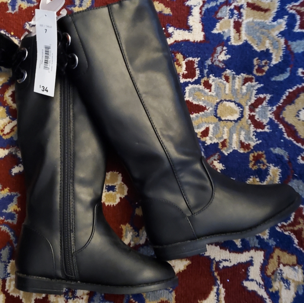 Black Boots, size 7, Toddler, Full Zipper, BNWT